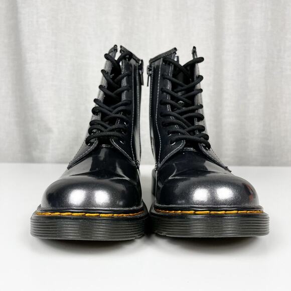 NWT Dr Martens 1460 Y Chrome Metallic Grey Leather Ankle Boots US 6 Docs Zip - Picture 6 of 8